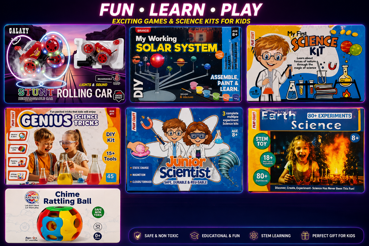 Educational toys and science games collection for kids